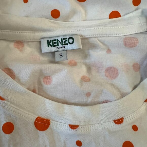 Kenzo Paris Womens Iconic Tiger Print T-Shirt Allover Dots Orange Streetwear - Picture 7 of 9
